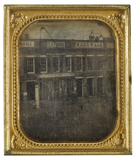 Anonymous American Photographer, ‘Street Scene with Clothing Emporium, Possibly near Syracuse, New York’, 1850s