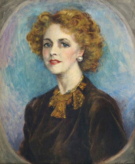 Neville Stephen Lytton, ‘Portrait of a lady, half-length, in a brown dress’