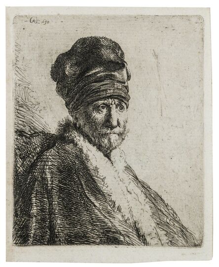 Rembrandt van Rijn, ‘Bust of a man wearing a high cap (the artist's father?)’