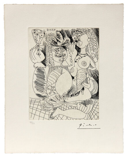 Pablo Picasso, ‘Man holding a glass with a naked lover’, 1971