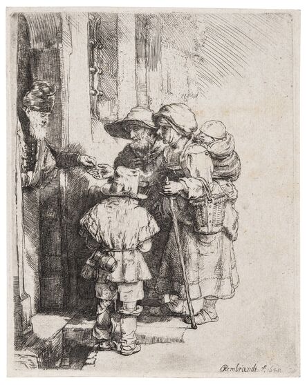 Rembrandt van Rijn, ‘Beggars Receiving Alms at the Door of a House’, 1648