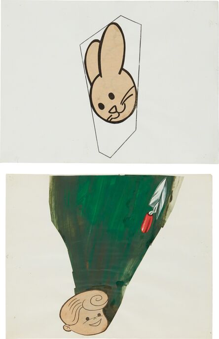 Arturo Herrera, ‘Two Works: (i) Untitled Collage (bunny head) (ii) Untitled Collage (boy with trowel)’, 1992