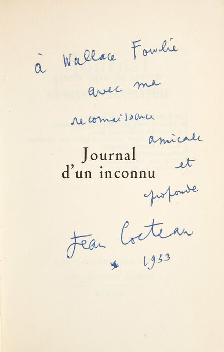 Jean Cocteau, ‘Two inscribed titles’