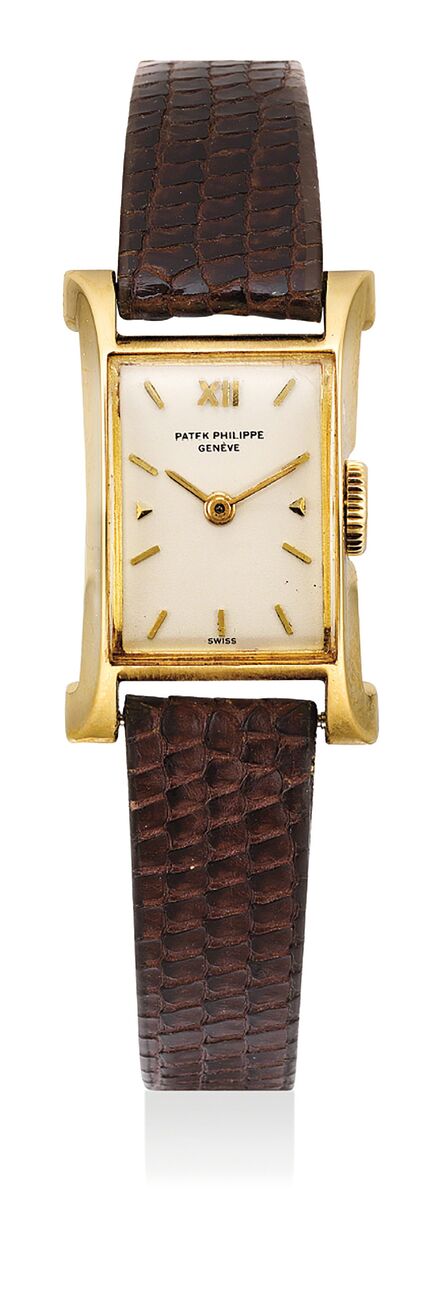 Patek Philippe, ‘A fine and very rare lady’s yellow gold wristwatch with raised gold hour markers’, 1950
