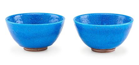 Glen Lukens, ‘Two small bowls, Persian blue crackle glaze, Los Angeles, CA’