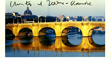 Christo and Jeanne-Claude, ‘The Pont Neuf Wrapped IV (Hand Signed) Rare vintage card from the Estate of UACC President Cordelia Platt’, 1985