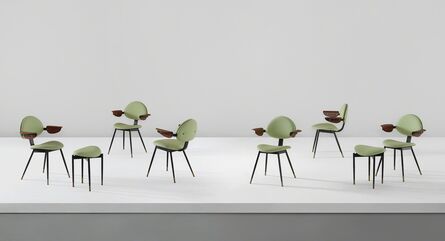 Carlo Mollino, ‘Set of six armchairs and two stools, from the Lutrario Ballroom, Turin’, circa 1959