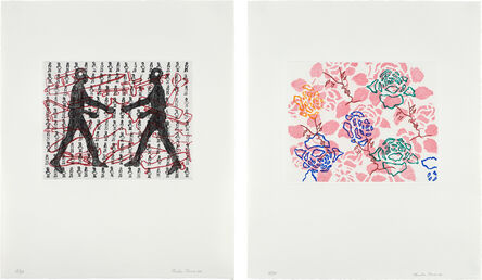 Ghada Amer, ‘Two works: (i) Amalia and I; (ii) Pink Wallpaper’, 2000