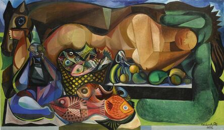 Emiliano Di Cavalcanti, ‘Reclining Nude with Fish and Fruit’