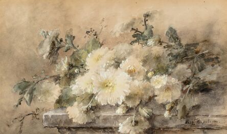 Margaretha Vogel Roosenboom, ‘Spray of white chrysanthemums on a stone ledge’