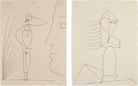 Pablo Picasso, ‘Profil et femme nue; and Sculpture (Profile and Naked Woman; and Sculpture), from Six Contes Fantasques (Six Whimsical Tales)’, 1953