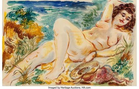 George Grosz, ‘Reclining Nude with Sun Hat, Cape Cod’, 1939