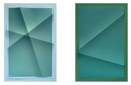 John Houck, ‘￼￼Untitled #208_01, 2 colors, #5E9795, #A5CCDD, and Untitled #208_02, 2 colors #11807C, #307450 (From Aggregate series)’, 2015