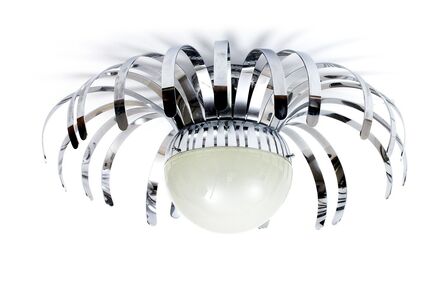 Unknown Italian, ‘Spider lamp in chrome-plated metal slats and globular diffuser’