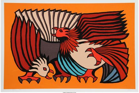 Victor Delfin, ‘Orange Fighting Cocks’, 1979