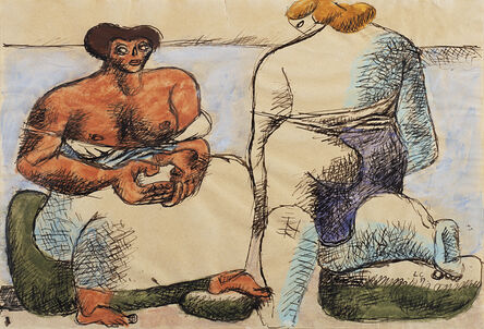 Le Corbusier, ‘Deux femmes nues assises sur des rochers en bord de mer’, 1933