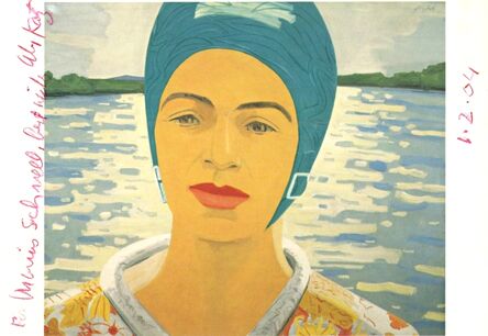 Alex Katz, ‘Ada with Bathing Cap, hand signed, inscribed and dated postcard’, 2004