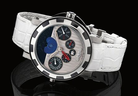 Dewitt, ‘A very fine and rare limited edition white gold, titanium and black ceramic wristwatch with perpetual calendar, dual time, moon phases and presentation box, numbered 2 of a limited edition of 99 pieces’, Circa 2010