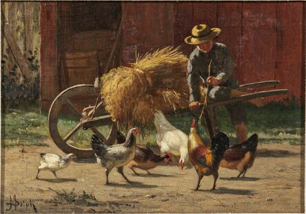 John Henry Dolph, ‘Boy and Chickens’
