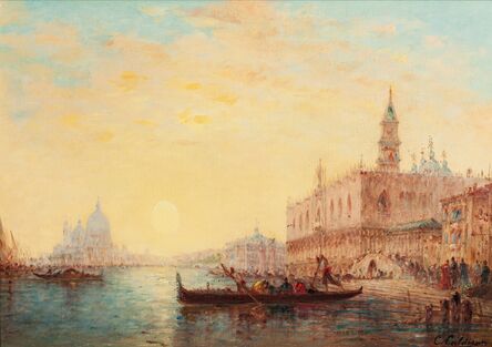Charles-Clément Calderon, ‘Venise, gondole devant la place Saint-Marc’