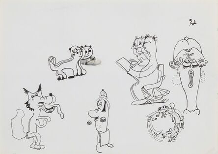 Fulvio Bianconi, ‘A lot composed of 30 mixed technique drawings depicting characters and vignette’
