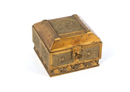 Erhard & Sohne, ‘German Art Nouveau gilt bronze jewellery box with key’