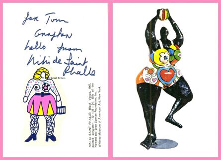 Niki de Saint Phalle, ‘Hand signed/inscribed card: "Hello from Niki de Saint Phalle"’, ca. 1979
