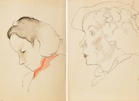 Joseph Stella, ‘Two Works of Art: Untitled (Woman Looking Down), Untitled (Profile of a Woman in a Hat)’