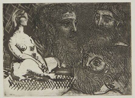 Pablo Picasso, ‘Femme nue assise et têtes barbues (B. 216; Ba. 416)’