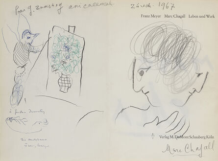 Marc Chagall, ‘Double Profil Et Coq Peintre Pour G.Zumsteg’, 1967