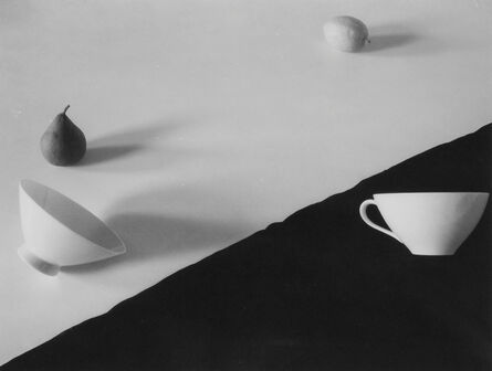 Jed Devine, ‘Pear, Lemon, and Two Cups on Black and White Paper’