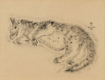 Léonard Tsugouharu Foujita 藤田 嗣治, ‘Two Plates from A Book of Cats: Chat endormie allongé (Aholiba) and Untitled’, 1929