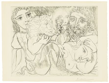 Pablo Picasso, ‘Minotaur, buveur et femmes, from: La Suite Vollard’, 1933