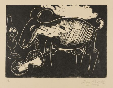 Marc Chagall, ‘Le Juif priant; Juif a la Thora, La Maison, L'Homme au sac; Chevre et violin; L'Ecuyere et le Coq (Kornfeld 31 III b, 35c, 32 IV, 33 II b, 34 II b and 84 III b)’