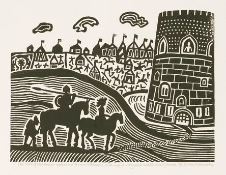 Edward Bawden, ‘'THE LORD OF THE TOWER LOOKED OUT AND SAW A DAMSEL...'; ''SISTER' SAID ARTHUR, 'LET THIS LANGUAGE NOW BE STILL...'’