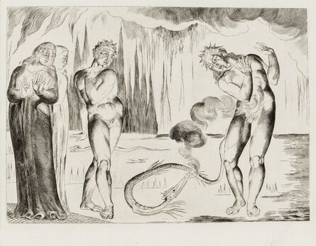 William Blake (1757-1827), ‘He Eyed the Serpent and the Serpent Him (Buoso Attacked by Francesco di Cavalcanti in the Form of a Serpent)’, 1827, Impression from 1953, 1954