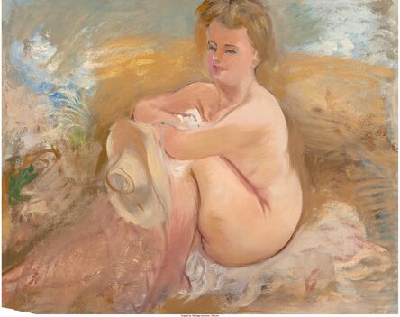 George Grosz, ‘Sitting Nude with Summer Hat’, 1940