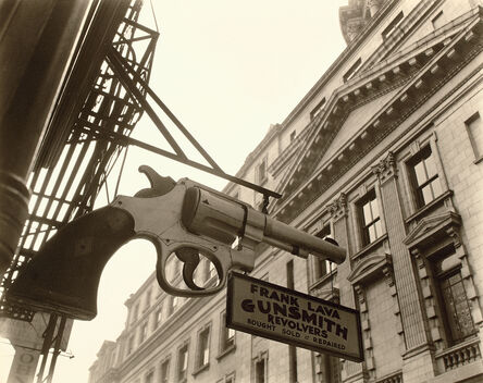Berenice Abbott, ‘Gunsmith and Police Department, 6 Centre Market Place, Manhattan’, 1937