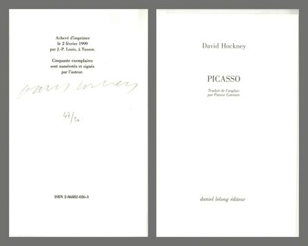 David Hockney, ‘Picasso (Hand signed and numbered by Hockney)’, 1999