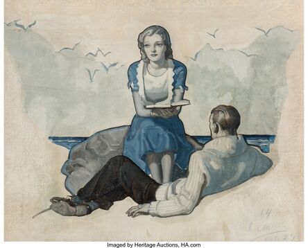 Dan Content, ‘Couple Seated at Beach’, 1927