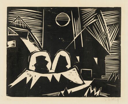 Karl Schmidt-Rottluff, ‘Häuser und Mond’, 1919
