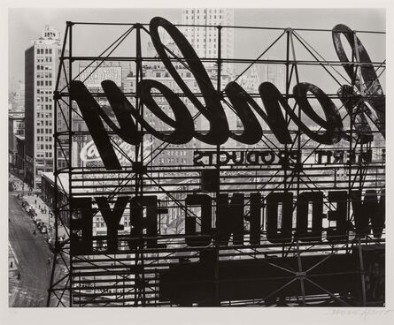 Berenice Abbott, ‘Reverse of sign, Columbus Circle’, 1936