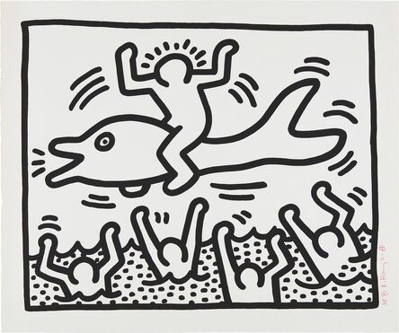 Keith Haring, ‘Untitled (Man on Dolphin)’, 1987