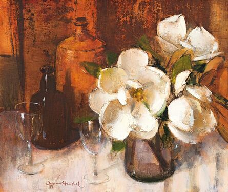 Irmin Henkel, ‘Still Life with Magnolias, Bottles and Wine Glasses’