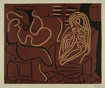 Pablo Picasso, ‘L'Aubade, avec femme dans un fauteuil (Femme dans un fauteuil et guitariste): two prints (B. 917; Ba. 1232)’, 1959