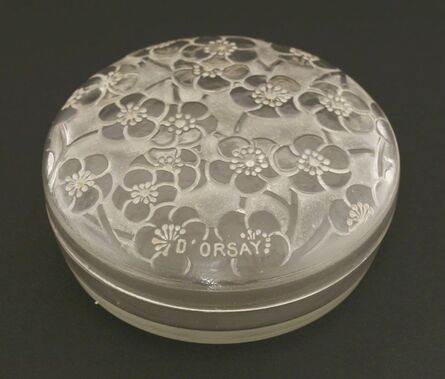 ‘A Lalique moulded glass powder pot and cover’
