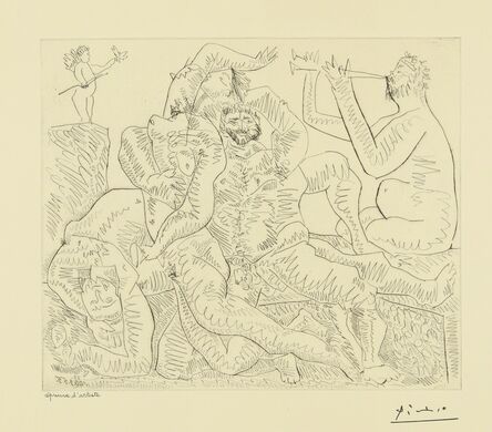 Pablo Picasso, ‘Bacchanale, avec Éros en haut à gauche (B. 776; Ba. 951)’, 1955