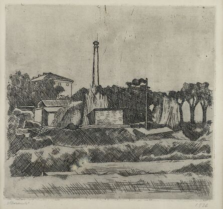 Giorgio Morandi, ‘Paesaggio con la ciminiera (Sobborghi di Bologna)’, 1926