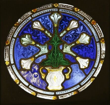 Attributed to A W N Pugin, ‘Two stained glass panels’