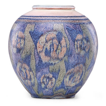 Jens Jensen, ‘Decorated Mat vase with stylized flowers (uncrazed), Cincinnati, OH’, 1930